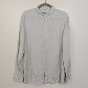 COS 100% Hemp Button Down Shirt Mens Medium Gray Minimalist Scandi Office